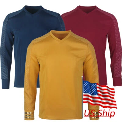Strange New Worlds Captain Pike Gold Uniform Startfleet Spock Blue Red Shirts - Image 1 of 4