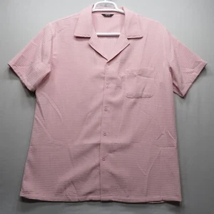 COOFANDY Men's Size Large Pink Breatable Waffle Short Sleeve Button Lapil Shirt - Picture 1 of 11