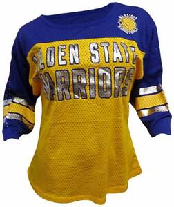 G-III Sports Women's Golden State Warriors First Team Mesh 3/4 Sleeve T-Shirt