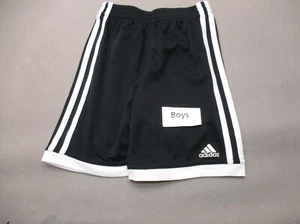ADIDAS Size 5 Boys Black Stretch Waist Flat Front Athletic Running Shorts 857 - Picture 1 of 8