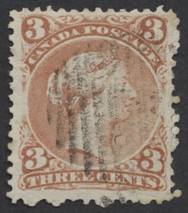 Canada #25 3c Large Queen F-VF Centered Used Grid Cancel - Picture 1 of 2