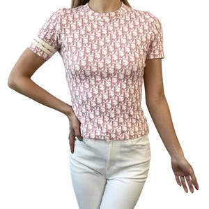 Christian Dior Vintage 2004 Trotter Monogram T-Shirts Top #36 Rosa Kurzarm - Bild 1 von 11