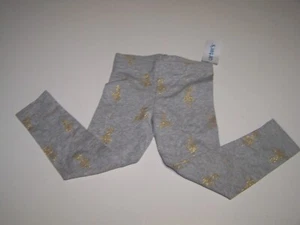 NWT Carter's Leggings Size 4T Gray with Gold Glitter Ballerinas Elastic Waist - Picture 1 of 3