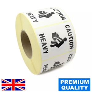 "CAUTION HEAVY" Warning Labels / Stickers. 100mm x 75mm. White Label,Black Print - Picture 1 of 16