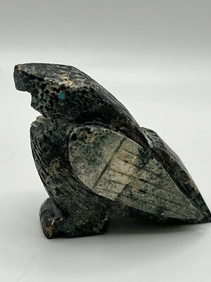 Zuni Eagle Hawk Fetish by Davey Cooyeyate Signed Apache Gold stone 2358 - Image 1 of 4