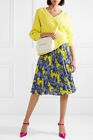BALENCIAGA Floral Neon Pleated Skirt Yellow Blue flowers FR 38 US 8 Brand NEW