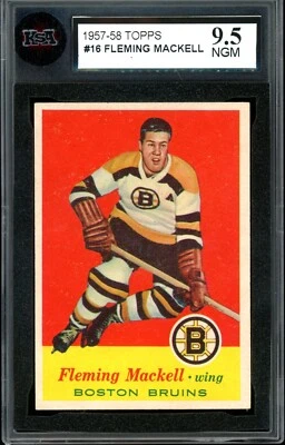 1957-58 TOPPS HOCKEY NHL #16 Fleming Mackell KSA 9.5 N-GEM-MINT Boston Bruins - Image 1 of 2