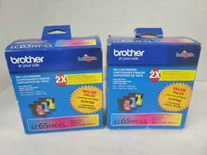 (2) Genuine Brother LC65HY-CL Ink Cartridge High Yield Tri-Color Exp 22/23 - Picture 1 of 3