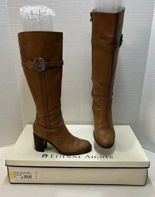 Botas de montar Etienne Aigner Winston 2012 talla 7,5 M cuero marrón en caja ecuestres Foto 1 de 4