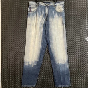Phat Farm Jeans Men's 38x34 Blue White Bleach Fade Baggy Y2K Streetwear Hip Hop - Picture 1 of 12