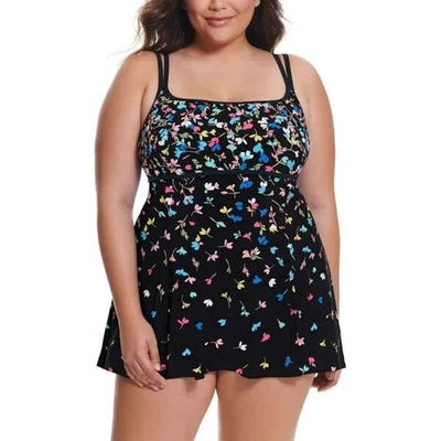 Longitude Swimsuit Dress Size 22 One Piece Tummy Control Long Torso Whimsigoth - Image 1 of 4