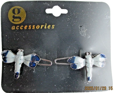 De colección 2 pasadores de pelo Goody 1"x .75" moscas de fuego gris y plateado tono metal Foto 1 de 3