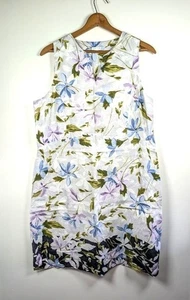 J jill Love Linen Dress Large Floral Cottagecore Sleeveless Shift Summer Pockets - Picture 1 of 8