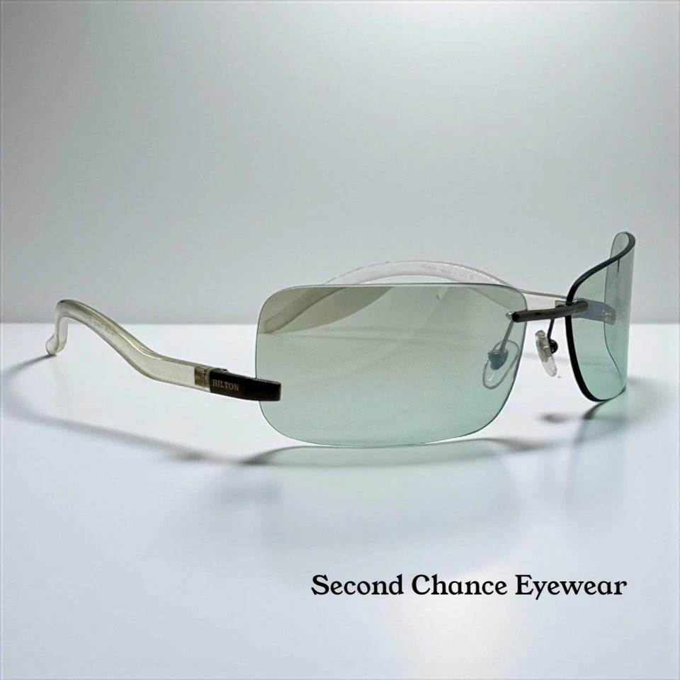 Hilton Firenze '03-Vintage Unworn Y2K Rimless Sunglasses – Green Gradient Italy - Image 1 of 4