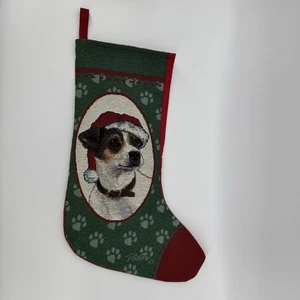 Linda Picken Jack Russell Terrier Puppy Dog In Hat Tapestry Christmas Stocking  - Picture 1 of 6