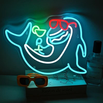 Shark Cocktail NeonschildHelles Bar-Lichtzeichen zur Wanddekoration USB-betri... - Image 1 of 4