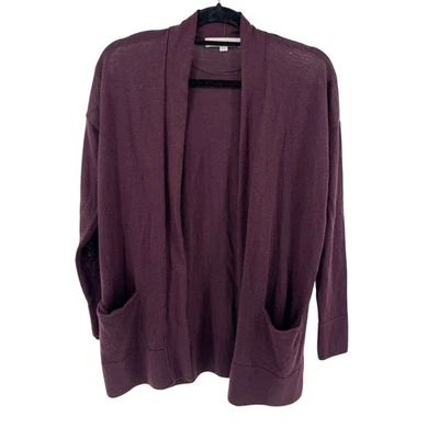 LOFT Burgundy Open Front Knit Cardigan Sweater Women's Medium wool mix M - Image 1 of 4