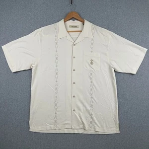 Camisa Tommy Bahama Para Hombres XL Hawaiana 100% Seda Blanca Crema Piña Abotonada SS - Imagen 1 de 10