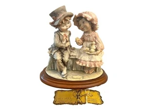 GIUSEPPE ARMANI FIGURINE #133 "TEA TIME" 1982 CAPODIMONTE HAND DECORATION COA 8” - Picture 1 of 23