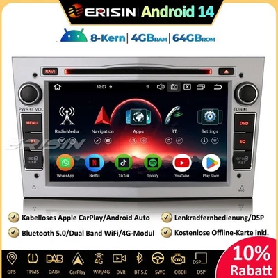 8-Kern 64GB Android 14 Autoradio GPS Opel Astra H Corsa C/D Signum Meriva Zafira - Bild 1 von 4