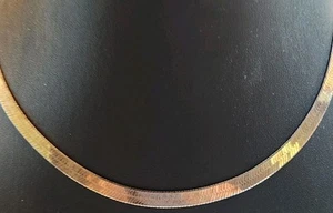 Reversible Herringbone Chain Necklace Italy Solid 925 Sterling Silver - Picture 1 of 6