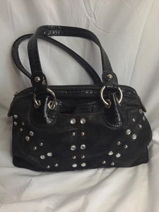 Vintage Kathy Van Zeeland schwarz Nieten Strass Glitzer Y2K Handtasche Handtasche  - Bild 1 von 12