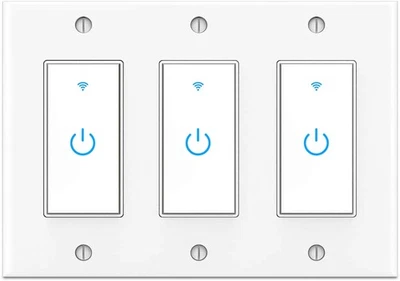 Interruptor inteligente Interruptor de luz inteligente de 3 velocidades 3 velocidades, interruptor inteligente de pared de 2,4 GHz WiF... Foto 1 de 4