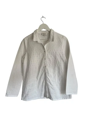 Sahara White Textured Shirt Blouse Cotton Size 2 UK 12 14 Long Sleeve - Image 1 of 4