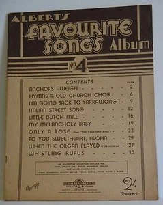 vintage music book Albert's Favourite Songs Album no 4 Australian - Picture 1 of 3
