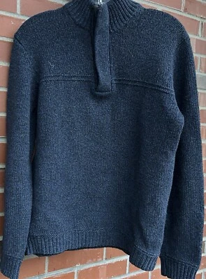 Suéter Massimo Dutti Para Hombres Lana Cuello Simulado Cuarto Cremallera Azul M Foto 1 de 4