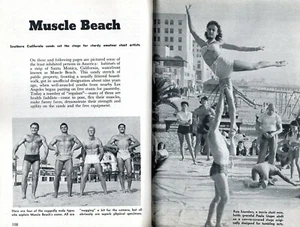 MUSCLE BEACH 1947 PICTORIAL SANTA MONICA CALIFORNIA BODYBUILDERS & STUNT ARTISTS - Picture 1 of 3
