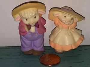Vintage Hallmark fröhliche Miniaturen Figur Paar Ostern Lamm Schafe 1986 Ostern - Bild 1 von 1