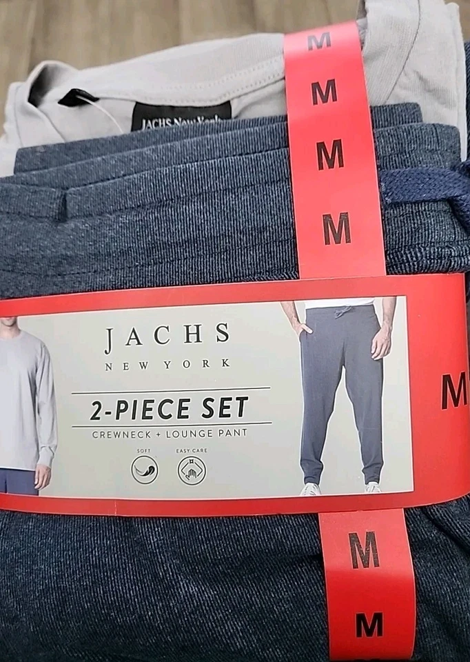 Jachs New York Men's 2-Piece Set Crew Neck Lounge Pant Blue/Gray Size M