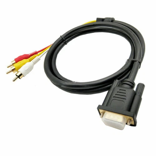 VGA TO 3 RCA 5FT Cable Component AV TV Out Adapter Converter PC Video SVGA Cord - Image 1 of 4