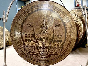 Bhairav with Tibetan Holy mantras Engraved Elegant Healing Gong-Meditation yoga- - Picture 1 of 7