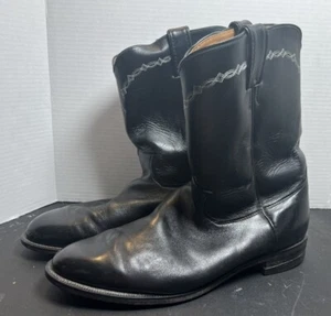 Justin Boots Roper 3233 12D Wide Black Mid Calf Cowhide Roundtoe - Picture 1 of 6