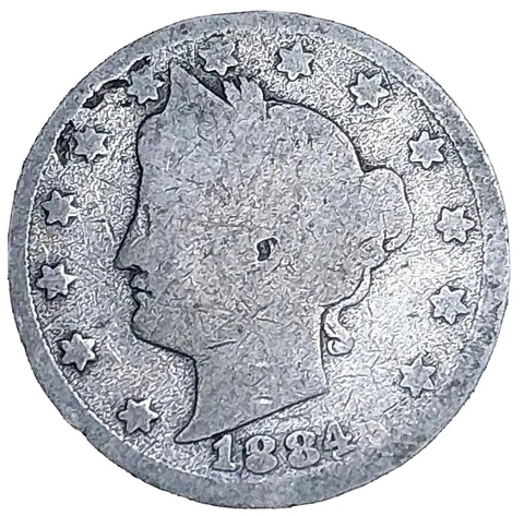 1884 Liberty "V" Nickel 5 Five Cents!~Scarce Date~AG Cover
