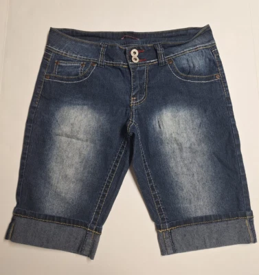 Bongo 百慕大牛仔休闲短裤弹力褪色深蓝色 11 码  — 第 1/4 张图片