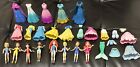 Disney Princess Polly Pocket Magic Clip & Rubber Dress Lot 8 Dolls + Outfits EUC