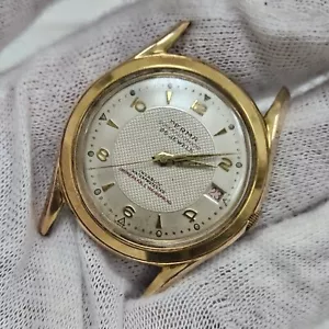 Perma 25 Jewels Super Automatic Mens Watch Swiss Calendar Date Gold Tone - Picture 1 of 10