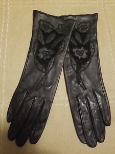 Vintage Kislav Black Leather Gloves Size 6 Made In France - Picture 1 of 7