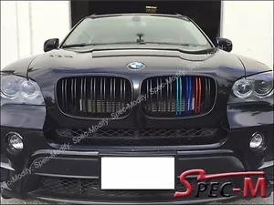 Matte Black Front M Look Grille W/ Metal M Tri Color For BMW E70 X5 X5M 08-14 - Bild 1 von 2