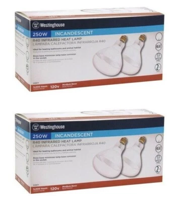Westinghouse 0397748 2 Count 250W R40 Clear Infrared Heat Lamp Bulb- Pack of 2 - Image 1 of 3