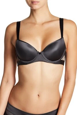 Nuevo con etiquetas Sujetador Camiseta Felina Unveiled Entre-Doux Contour Color: Negro/Gris Talla: 34D Foto 1 de 2