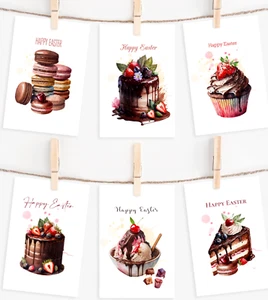 6 leere Ostern Notizkarten & Umschläge Schokolade Chocoholic Grußkarten - Bild 1 von 3