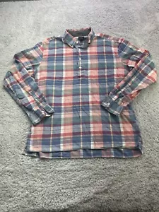 Jcrew 1/4 Knopf Herren Kariertes Langarm Hemd Rosa Blau Oberhemd - Bild 1 von 6