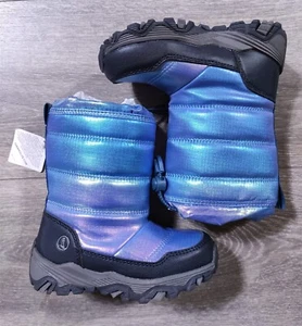 Lands End Boots Toddler Girls Boys Size 8 Blue Iridescent Winter Snow Shoes - Picture 1 of 6
