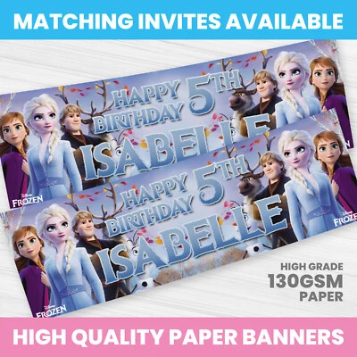 BANNER DE CUMPLEAÑOS DISNEY FROZEN PERSONALIZADO CUALQUIER NOMBRE FOTO FIESTA BANNER NIÑA NIÑO Foto 1 de 3