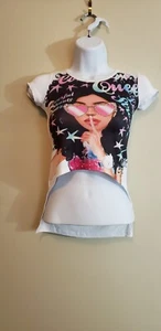 BRAND NEW GIRL'S WHITE SHORT SLEEVE PULLOVER STRETCH BLOUSE (4) SMALL - Picture 1 of 3