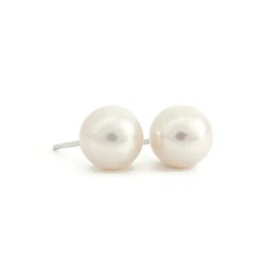 Round Cultured Pearl Stud Earrings 14K White Gold, 7 mm - 7.5 mm - Image 1 of 4